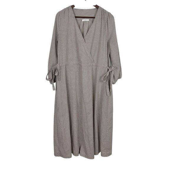 Neuflora Hilton Head Brown Checkered Midi Dress Women’s Large - Picture 3 of 8